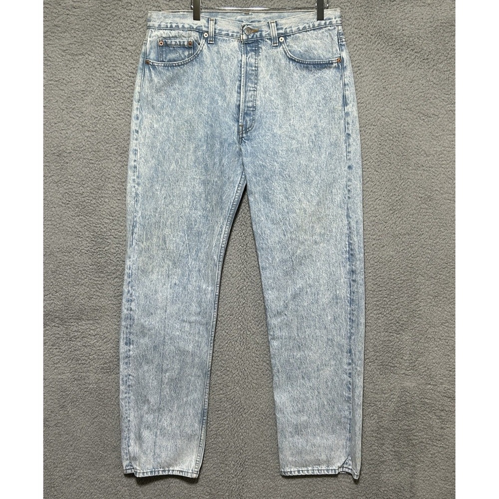 Vintage 90s Levis 501 Denim Jeans Size 38x34 Made In USA Stone Wash Light Wash